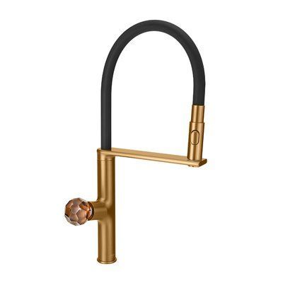 Змішувач для кухні з гнучким виливом MONE Deluxe Dream Crystal 27004RG Rose Gold LED-ручка 39710 фото