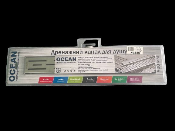 Трап душевой OCEAN-(1) из нержавеющей стали 70*700мм 34350 фото