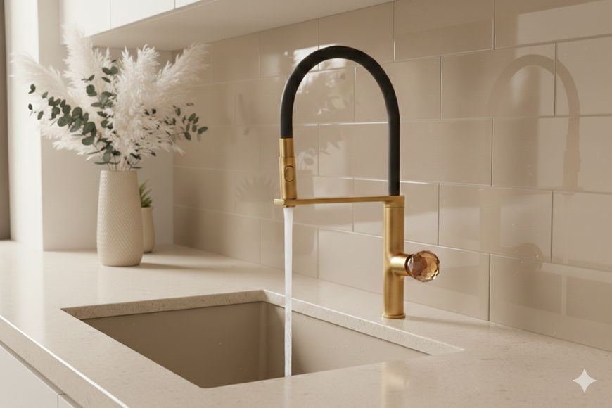 Змішувач для кухні з гнучким виливом MONE Deluxe Dream Crystal 27004RG Rose Gold LED-ручка 39710 фото