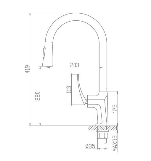 Змішувач для кухні MONE Deluxe з висувним виливом KINGDOM 7381381GR Gun Gray 37222 фото