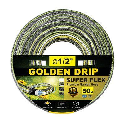 Шланг садовий 1/2 50 м&nbsp;GOLDEN DRIP SUPER-FLEX&nbsp;12.5*2.5 40407 фото