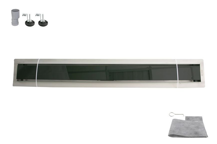 Трап душовий OCEAN-(4) із нержавіючої сталі 70*700мм Glass Black 36198 фото