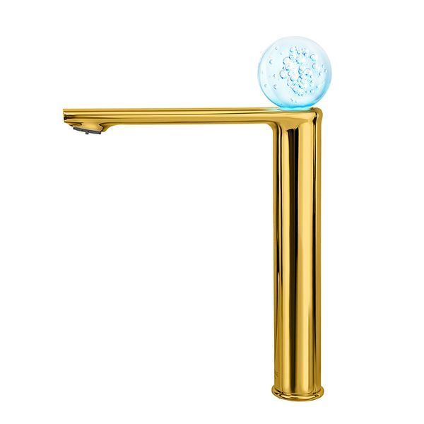 Змішувач для умивальника високий з підсвічуванням MONE Deluxe Dream Crystal 27002G LED Gold 39695 фото
