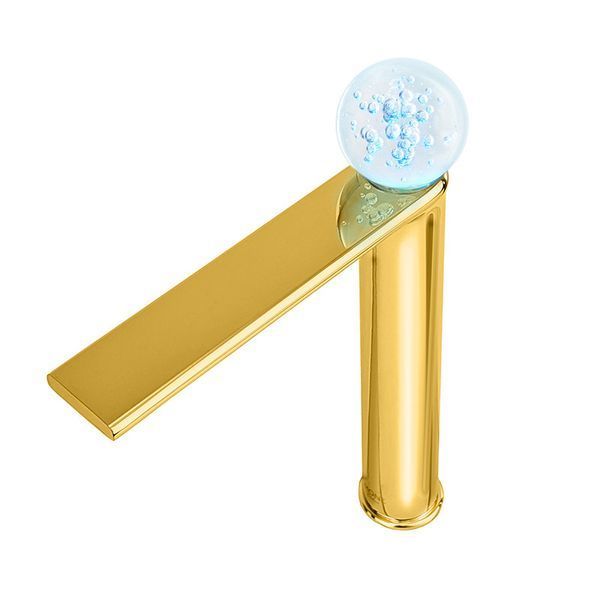 Змішувач для умивальника високий з підсвічуванням MONE Deluxe Dream Crystal 27002G LED Gold 39695 фото