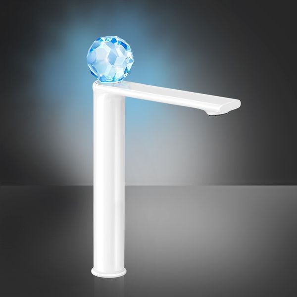 Змішувач для умивальника високий з підсвічуванням MONE Deluxe Dream Crystal 27002W LED White 39701 фото