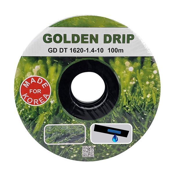 Крапельна стрічка GOLDEN DRIP з плоским емітером 10см 100м 8 mil 31122 фото