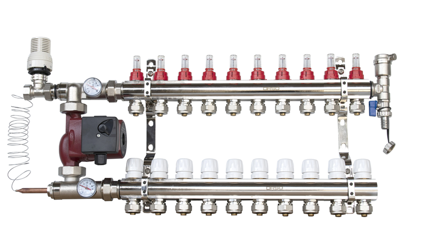 Комплект "Тепла підлога" латунний бокове підключення 10 виходів ТМ "ORSO" 31529 фото