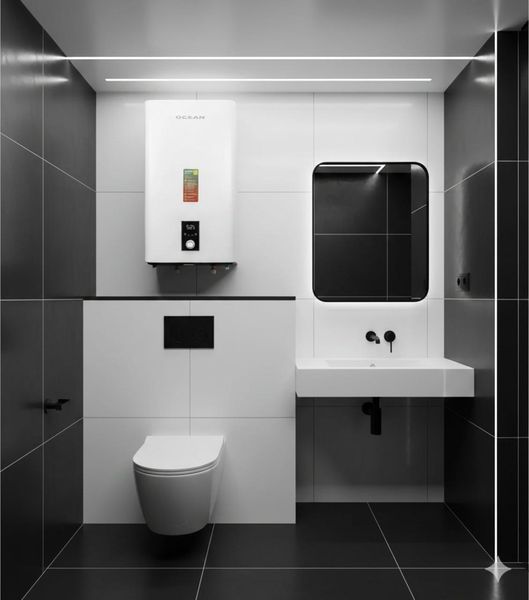 Бойлер OCEAN FLAT DIGITAL 100 л 2,0 КВт емальований бак сухий ТЕН 39346 фото