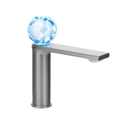 Смеситель для умывальника с подсветкой MONE Deluxe 27001GG Dream Crystal LED Gun Grey 39683 фото