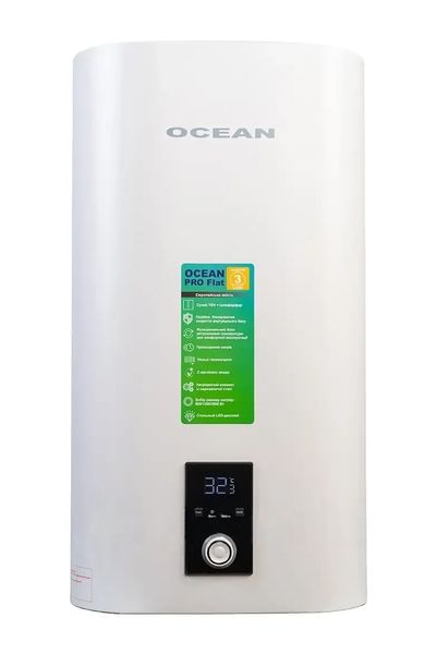 Бойлер OCEAN FLAT DIGITAL 80л 2,0 КВт эмалированный бак сухой ТЭН 35157 фото